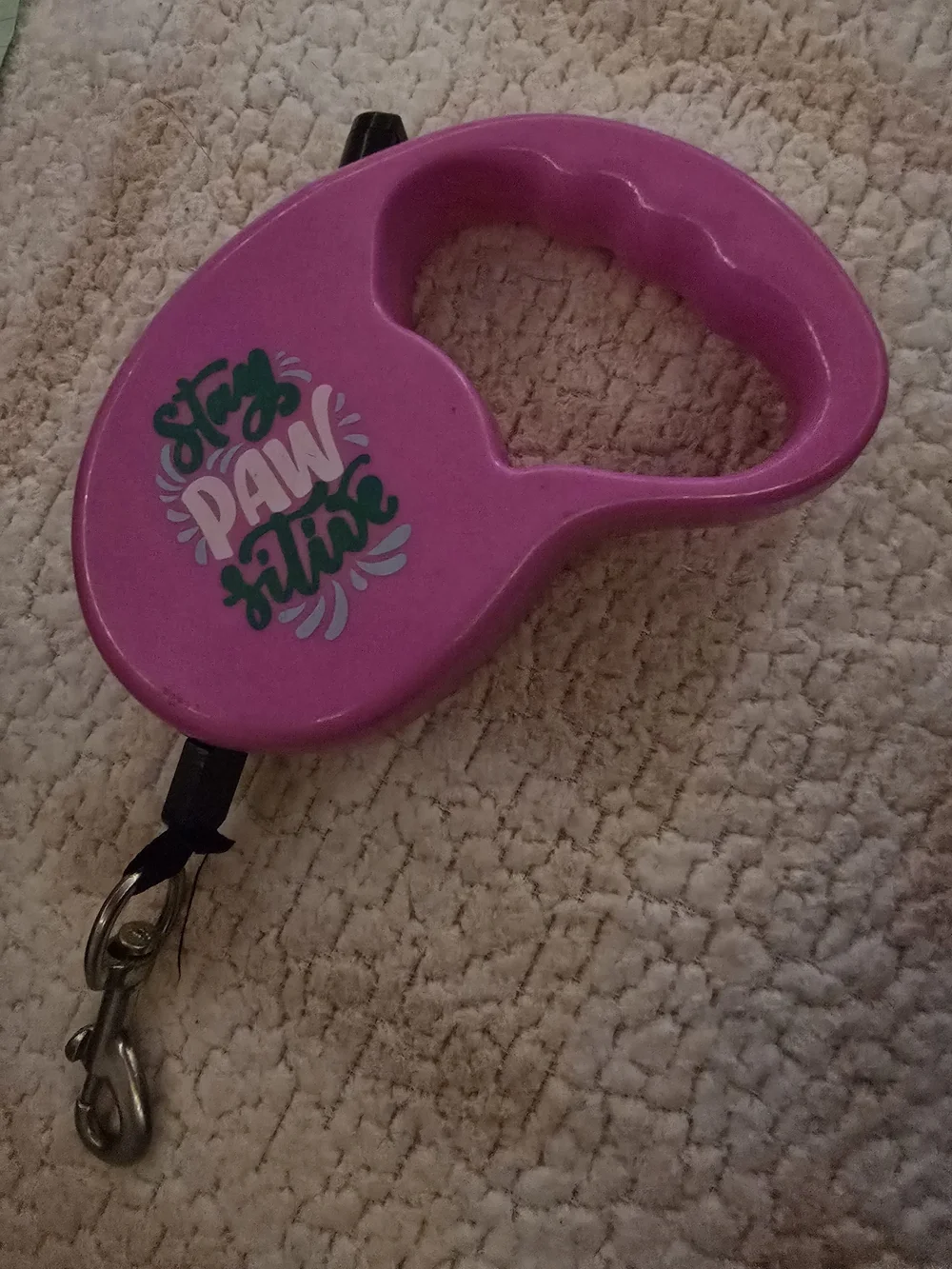 Purple Retractable Dog Leash with 'Paw' Graphic